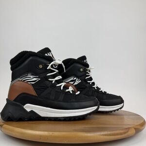 Womens Cougar Steez Nylon Zebra Print Black Fleece Lined Snow Boots Size 8 M GUC